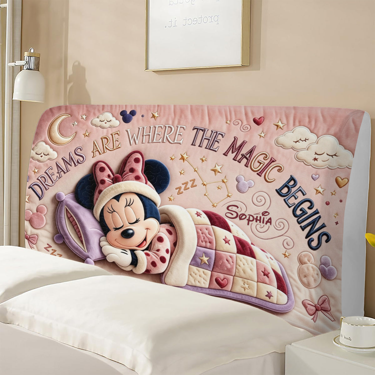 Personalized Quilted Mouse Headboard Slipcover for Kids Headboard Slipcover GradoCreations