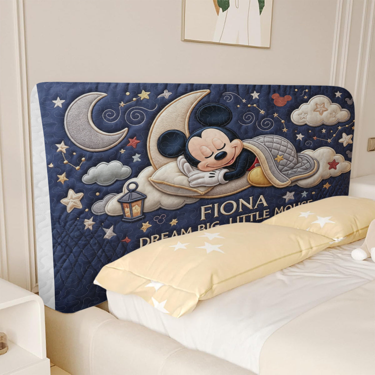 Personalized Quilted Mouse Headboard Slipcover for Kids Headboard Slipcover GradoCreations
