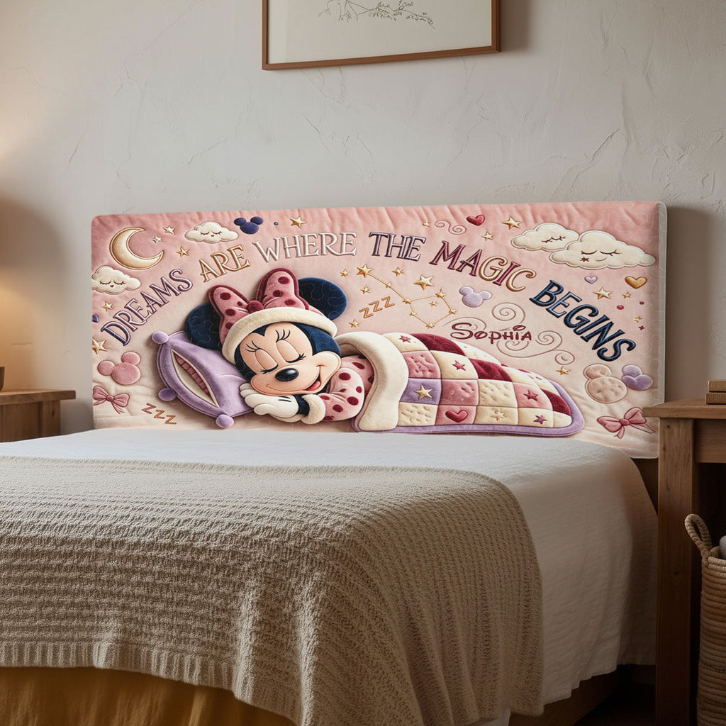 Personalized Quilted Mouse Headboard Slipcover for Kids Headboard Slipcover GradoCreations