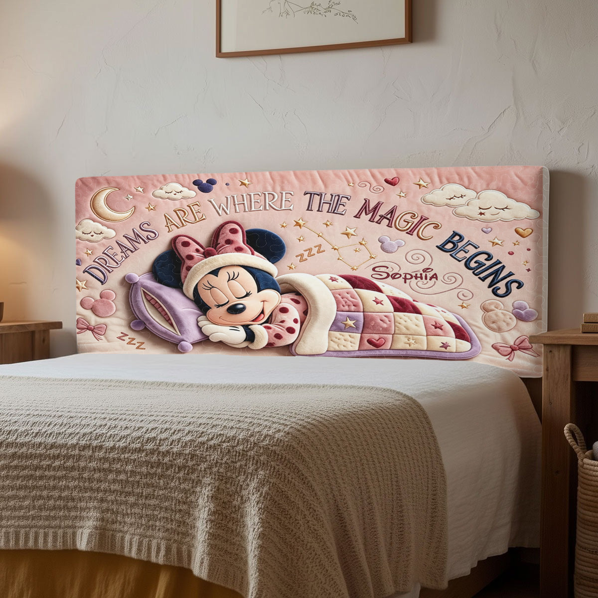 Personalized Quilted Mouse Headboard Slipcover for Kids Headboard Slipcover GradoCreations