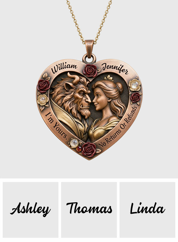 Personalized Beauty And The Beast Heart Pendant Necklace Gift for Couples Shaped Metal Pendant Necklace GradoCreations