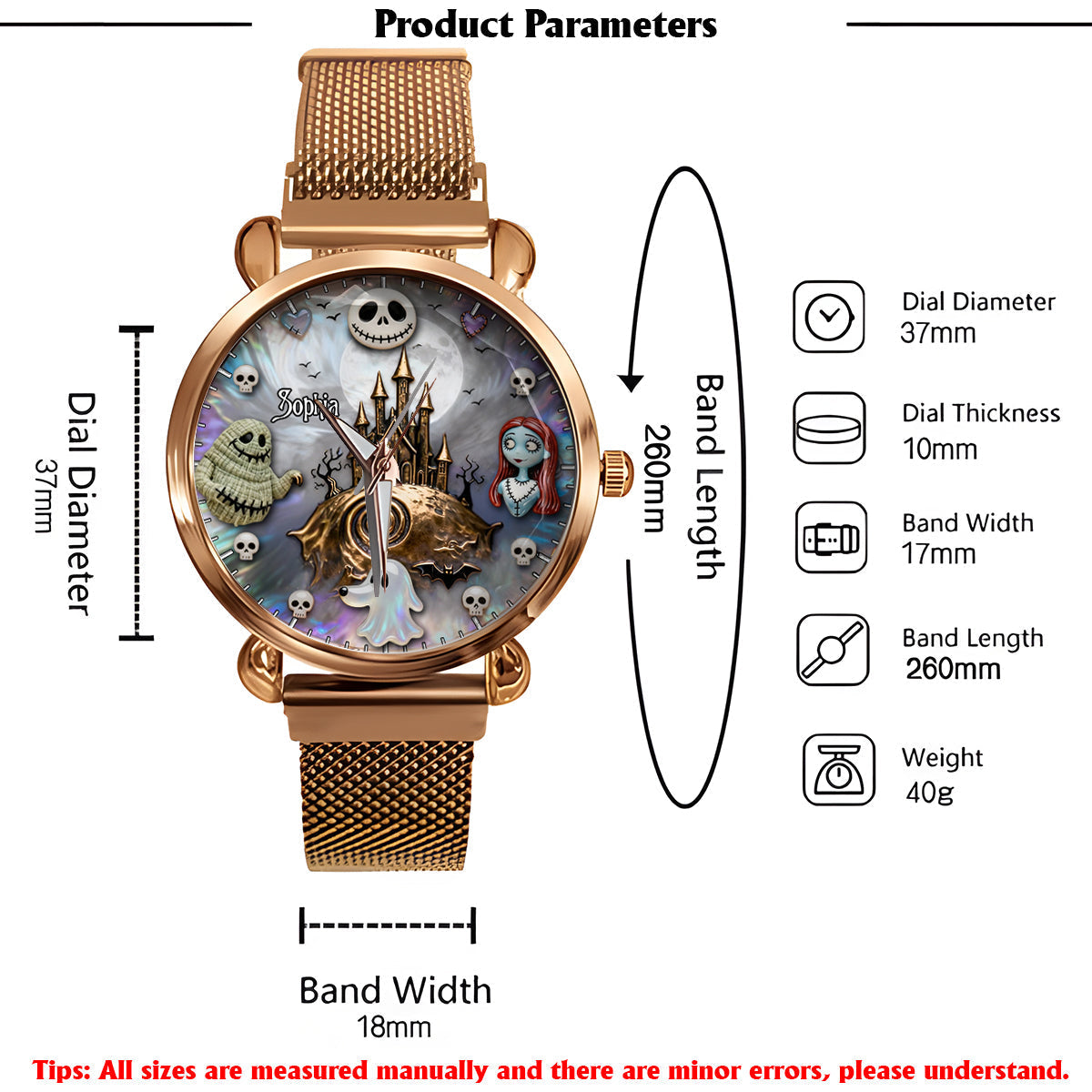 Personalized Halloween Women Hand Watch Unique Ghost Design Women Hand Watch GradoCreations