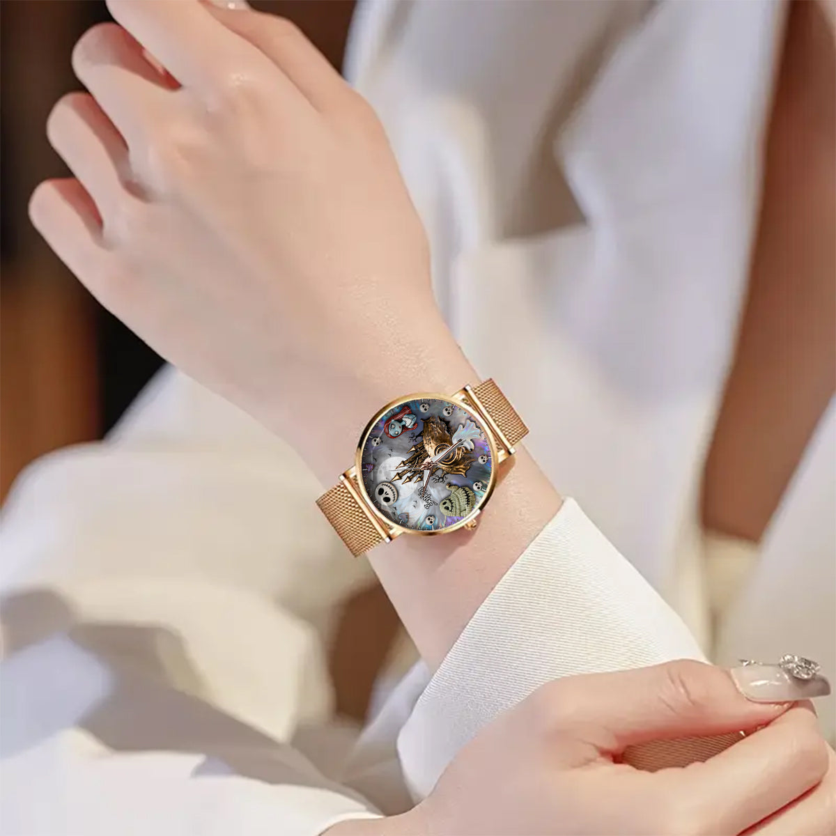 Personalized Halloween Women Hand Watch Unique Ghost Design Women Hand Watch GradoCreations