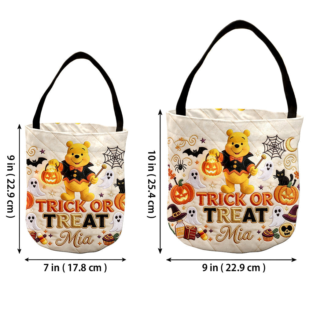 Personalized Halloween Bucket Bag Custom Name Trick or Treat Gift Canvas Bucket Bag GradoCreations