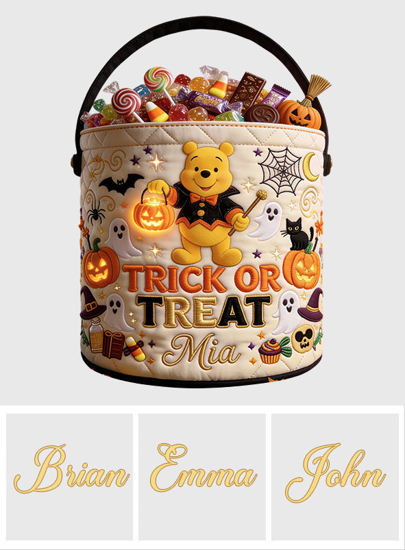 Personalized Halloween Bucket Bag Custom Name Trick or Treat Gift Canvas Bucket Bag GradoCreations