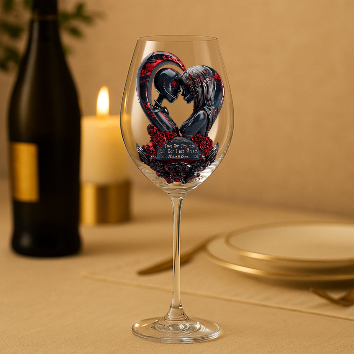 Personalized Nightmare Wine Glass with Long Stem for Couples Wine Glass With Long Stem GradoCreations