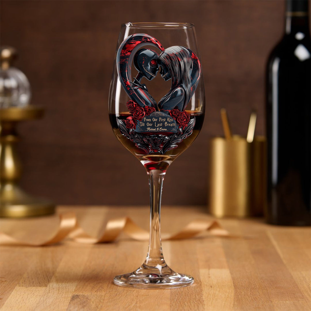 Personalized Nightmare Wine Glass with Long Stem for Couples Wine Glass With Long Stem GradoCreations