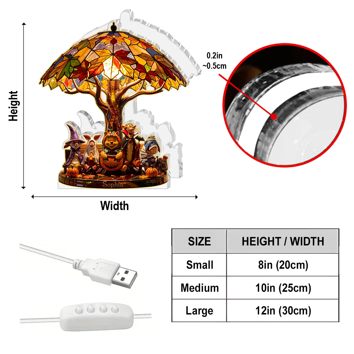 Personalized Acrylic LED Night Light Custom Shape Gift Idea Acrylic LED Night Light GradoCreations
