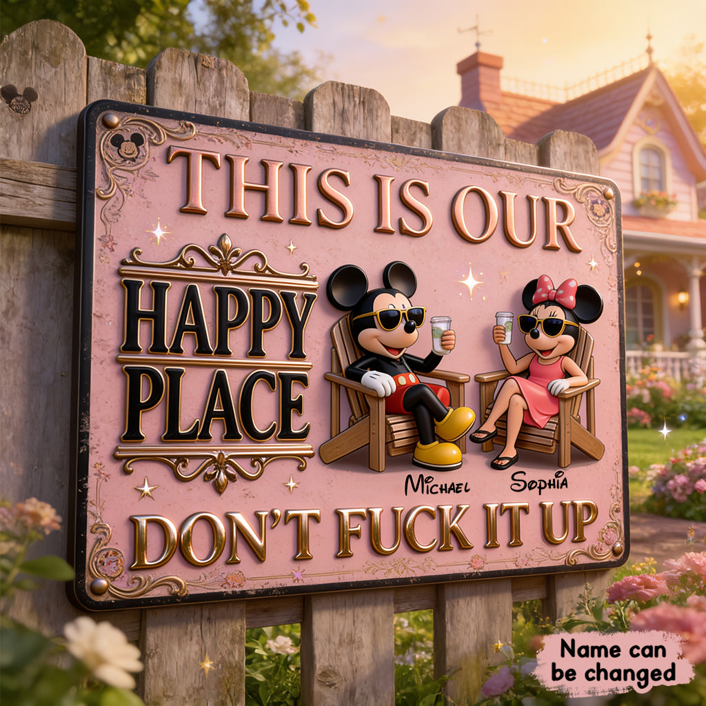Personalized 3D Printed Metal Sign Our Happy Place Decor Gift 3D Printed Metal Sign GradoCreations