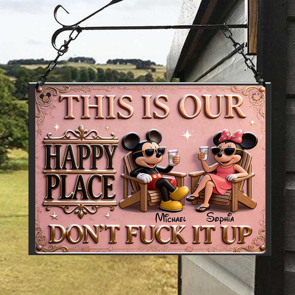 Personalized 3D Printed Metal Sign Our Happy Place Decor Gift 3D Printed Metal Sign GradoCreations