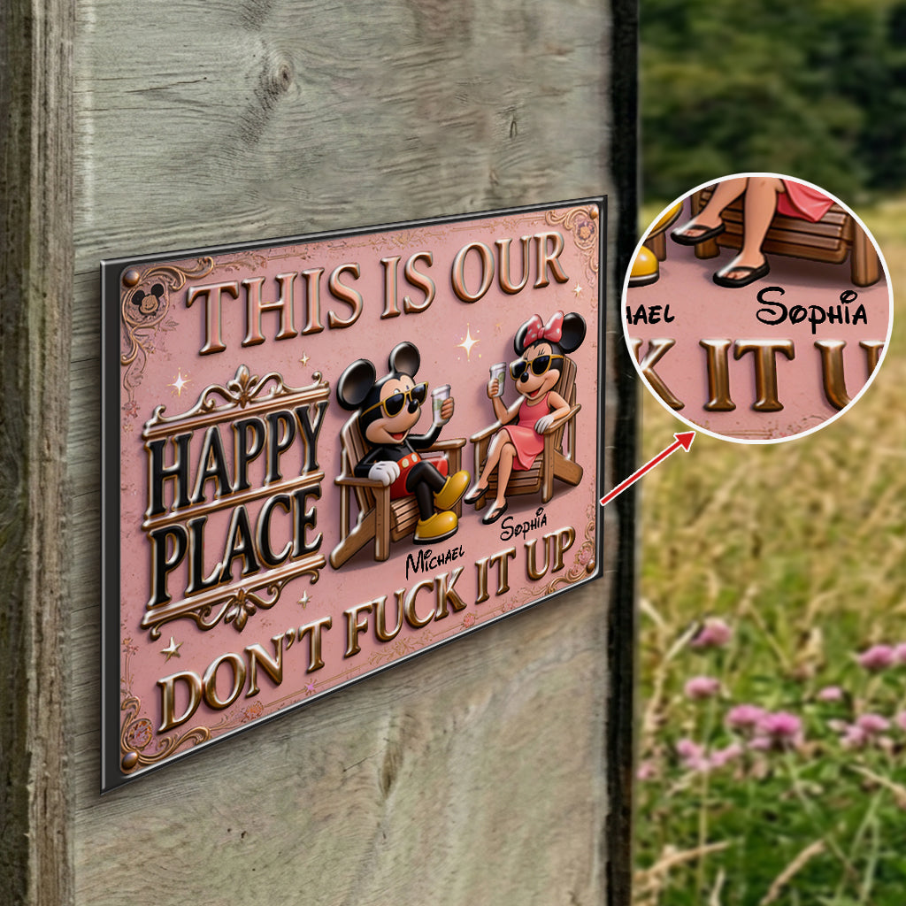 Personalized 3D Printed Metal Sign Our Happy Place Decor Gift 3D Printed Metal Sign GradoCreations