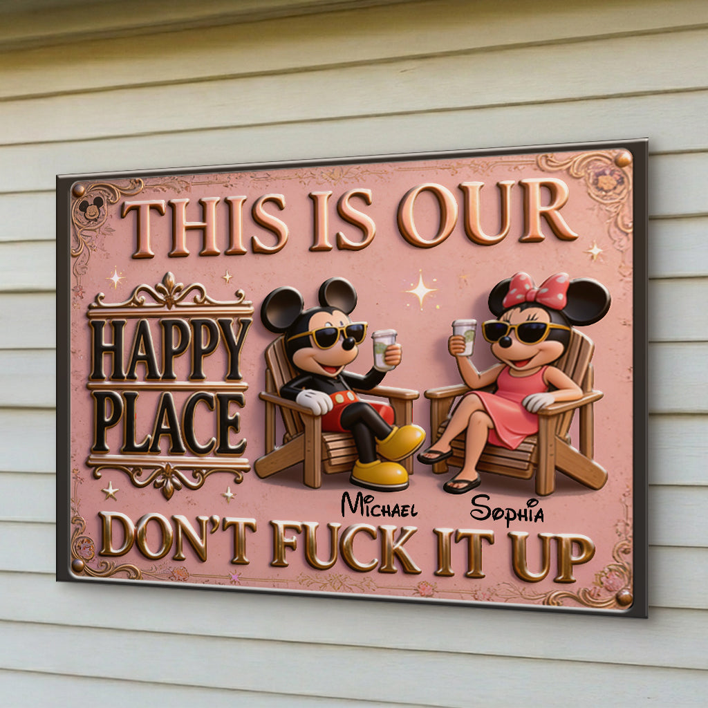 Personalized 3D Printed Metal Sign Our Happy Place Decor Gift 3D Printed Metal Sign GradoCreations