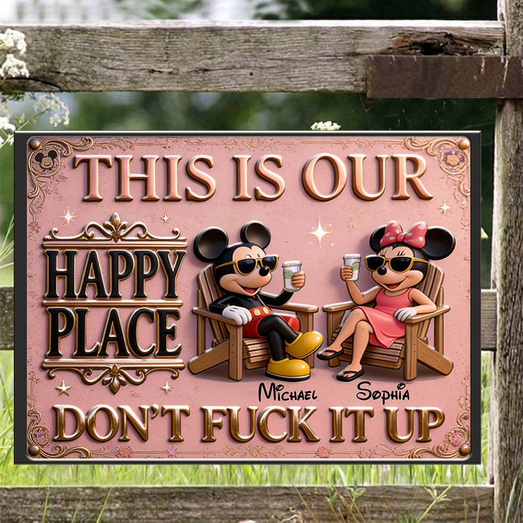 Personalized 3D Printed Metal Sign Our Happy Place Decor Gift 3D Printed Metal Sign GradoCreations