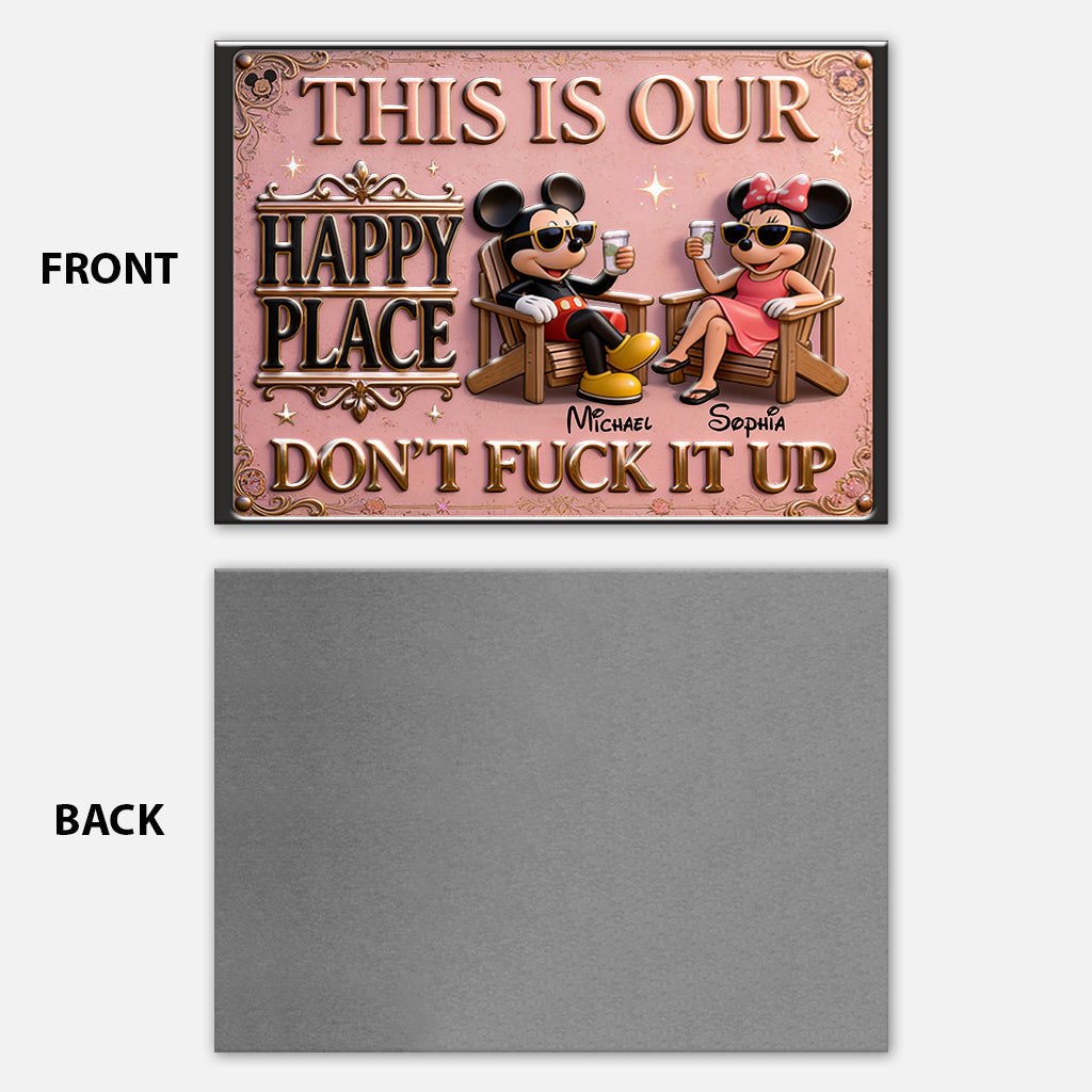 Personalized 3D Printed Metal Sign Our Happy Place Decor Gift 3D Printed Metal Sign GradoCreations