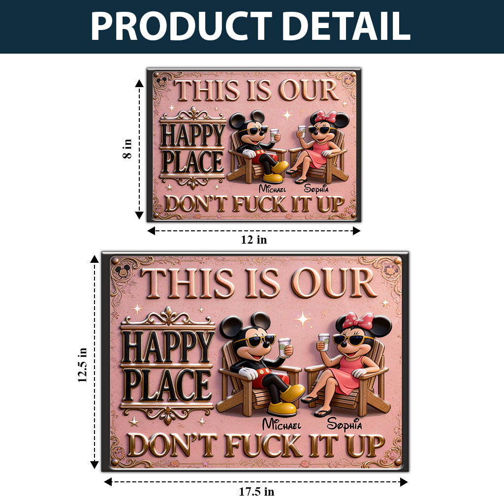 Personalized 3D Printed Metal Sign Our Happy Place Decor Gift 3D Printed Metal Sign GradoCreations