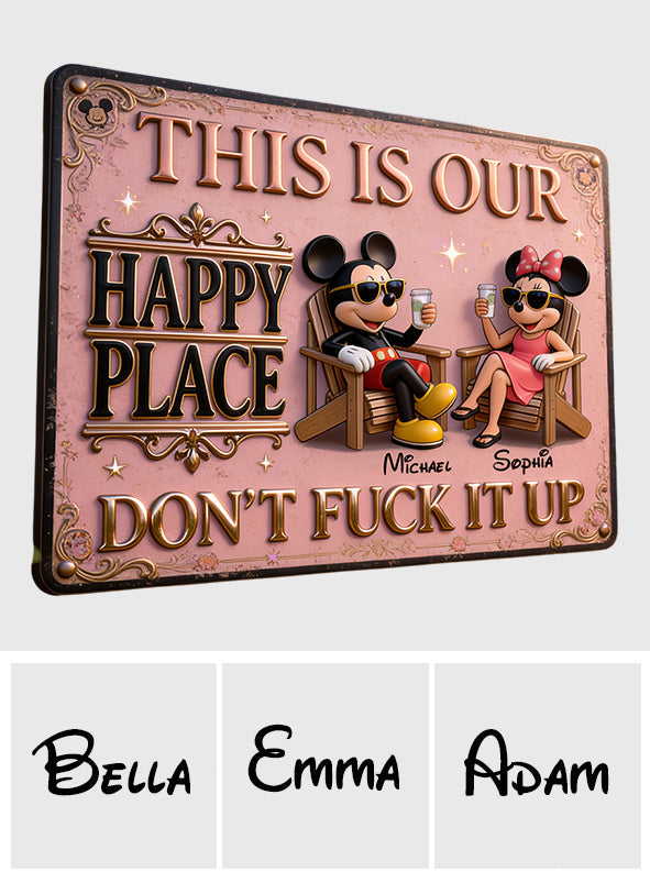 Personalized Metal Sign 'This Is Our Happy Place' Gift for Couples