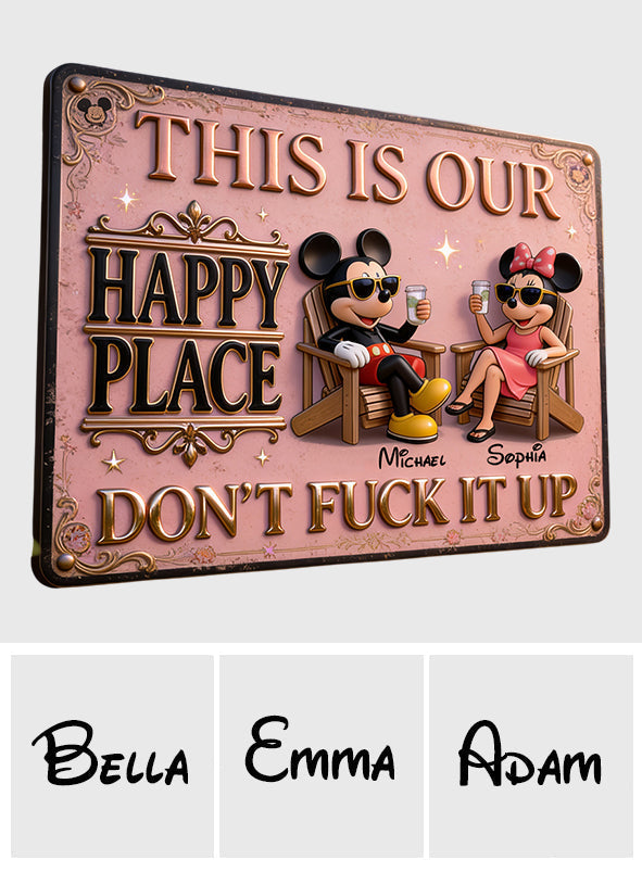 Personalized 3D Printed Metal Sign Our Happy Place Decor Gift 3D Printed Metal Sign GradoCreations