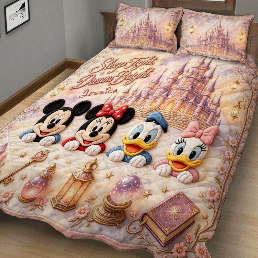 Personalized Disney Dream Trip Quilt Set for Kids with Pillow Covers Quilt Set GradoCreations