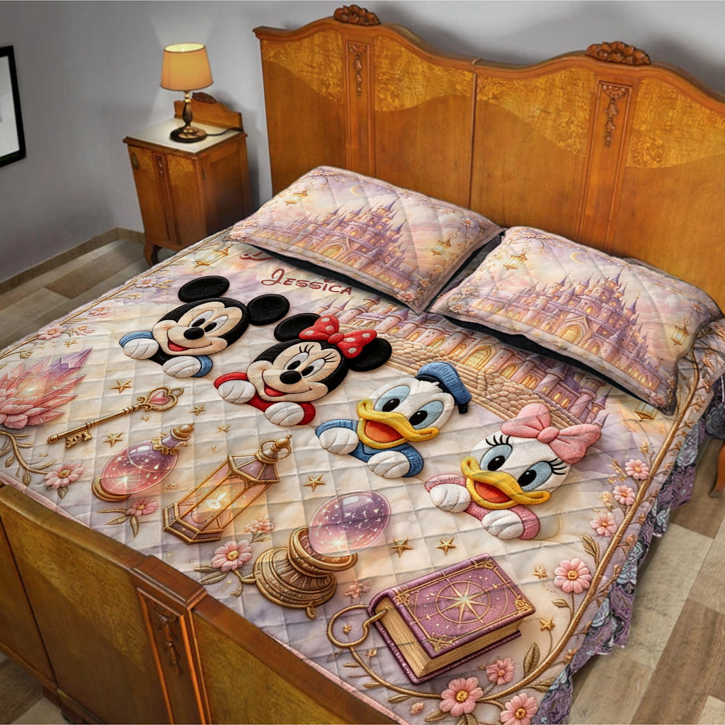 Personalized Quilted Bedding Set with Disney Characters Gift for Family Quilted Bedding Set GradoCreations