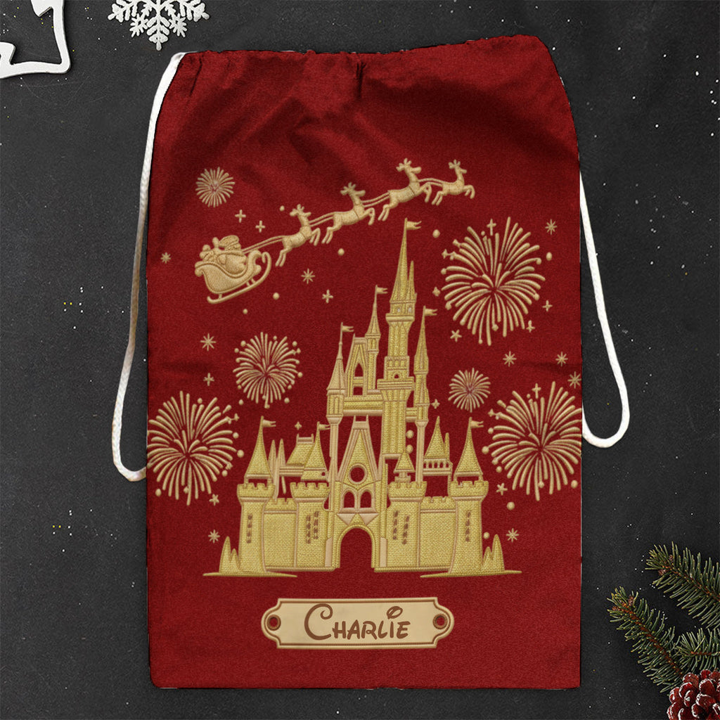 Personalized Christmas Drawstring Tote Bag for Kids - Santa Sack Drawstring Tote Bag GradoCreations