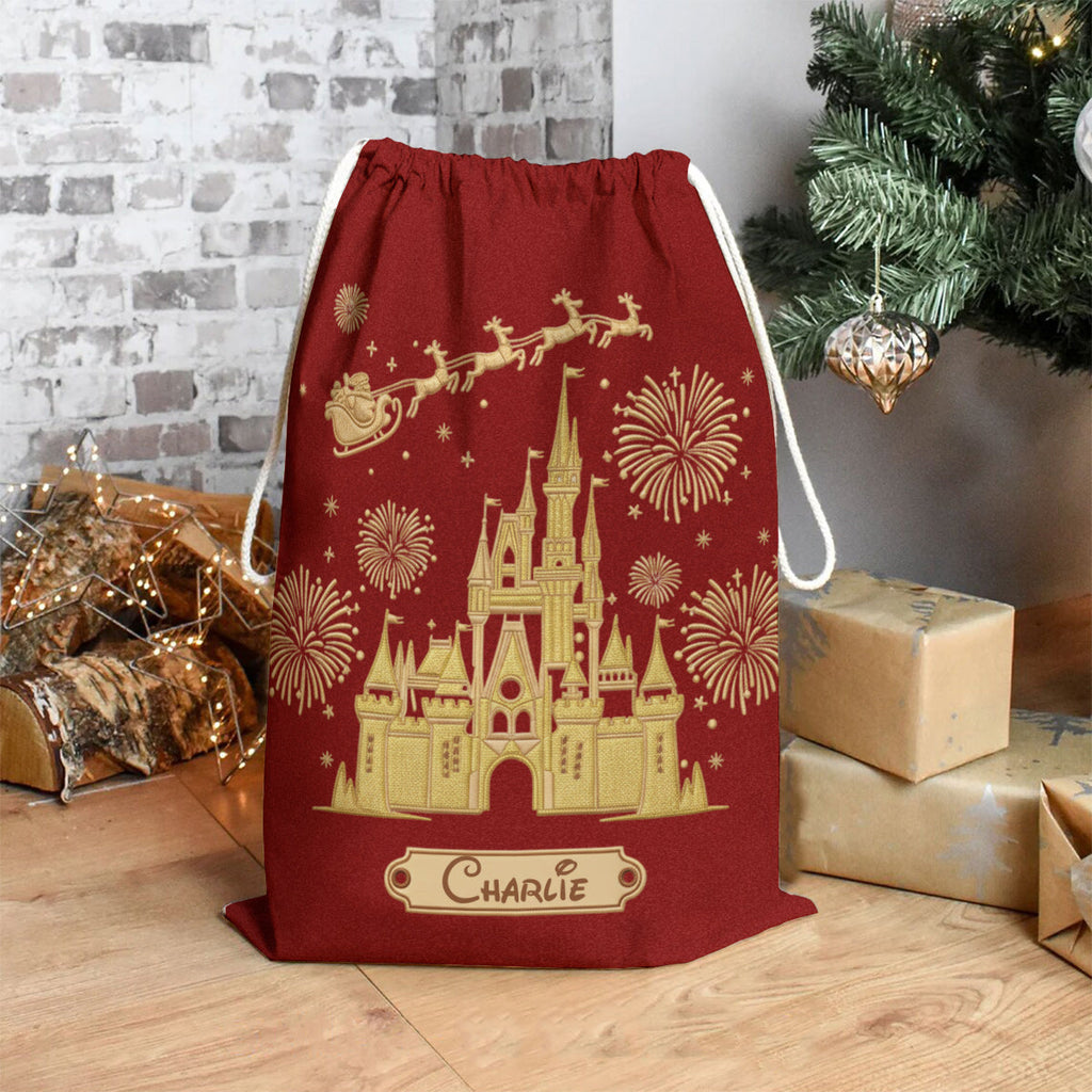 Personalized Christmas Drawstring Tote Bag for Kids - Santa Sack Drawstring Tote Bag GradoCreations