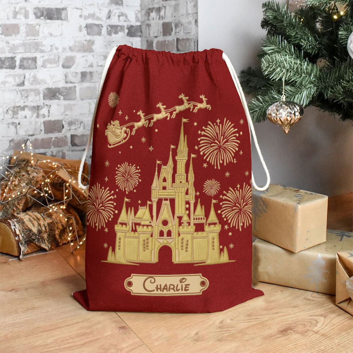 Personalized Christmas Drawstring Tote Bag for Kids - Santa Sack Drawstring Tote Bag GradoCreations