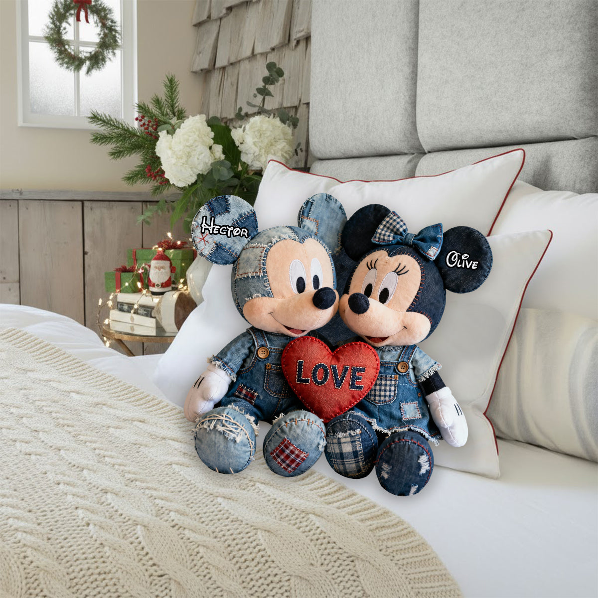 Personalized Faux Fur Shaped Pillow Custom Gift for Couples Faux Fur Shaped Pillow GradoCreations
