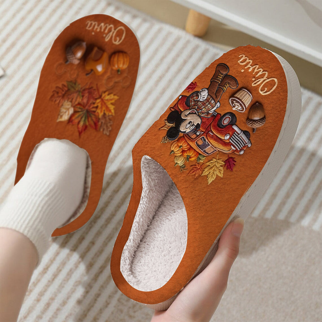 Personalized Autumn Pumpkin Slippers Custom Family Gift Slippers GradoCreations