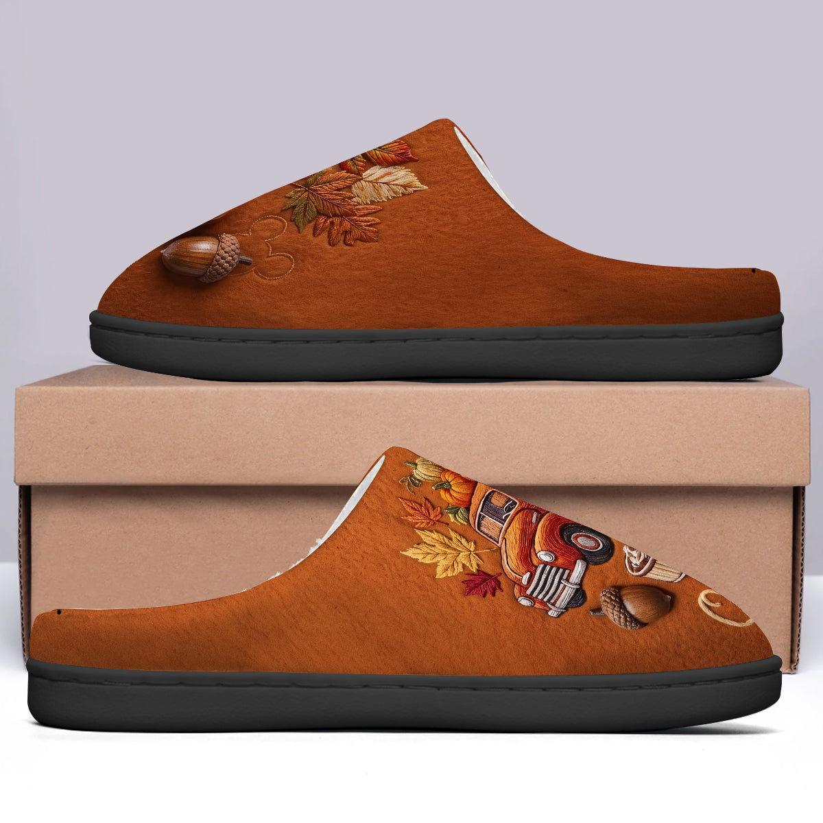 Personalized Autumn Pumpkin Slippers Custom Family Gift Slippers GradoCreations