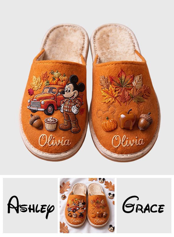 Personalized Autumn Pumpkin Slippers Custom Family Gift Slippers GradoCreations