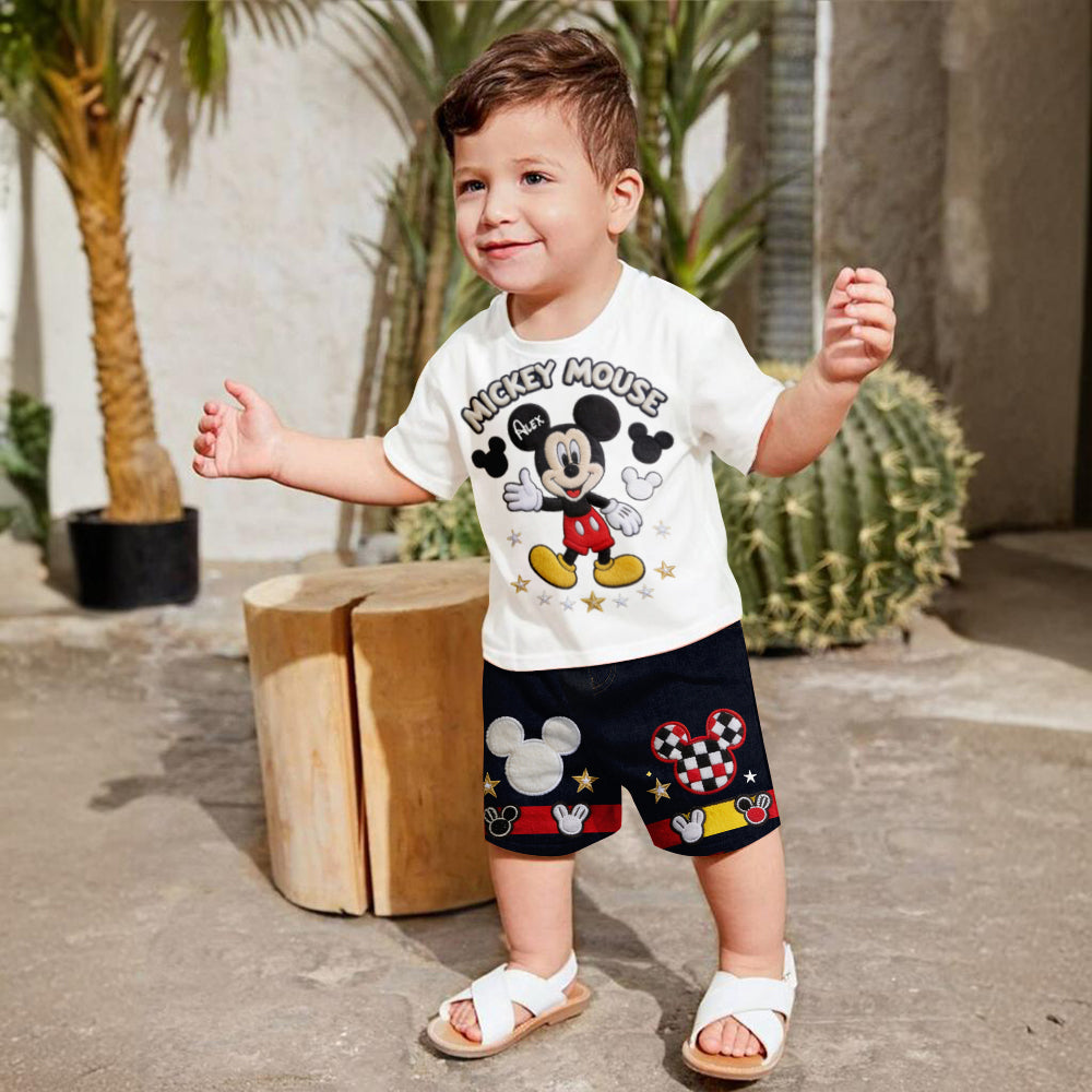 Personalized Mickey Mouse Kids T-Shirt & Shorts Set Kid T-shirt & Shorts GradoCreations