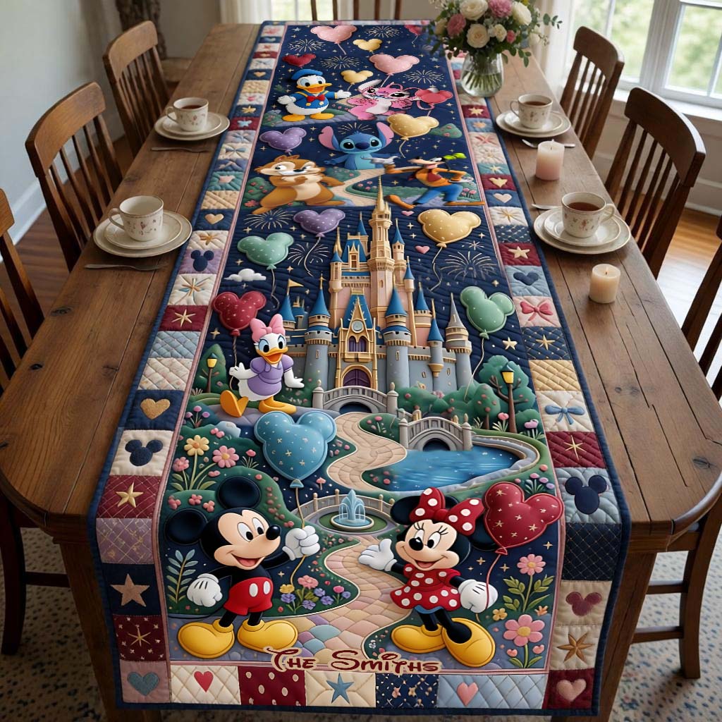Personalized Quilted Table Runner Magical Castle Gift for Family Quilt Table Runner GradoCreations
