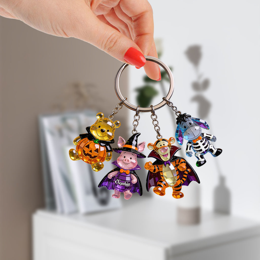 Personalized Halloween Bear Keychain with Charms Gift Premium Keychain With Charms GradoCreations