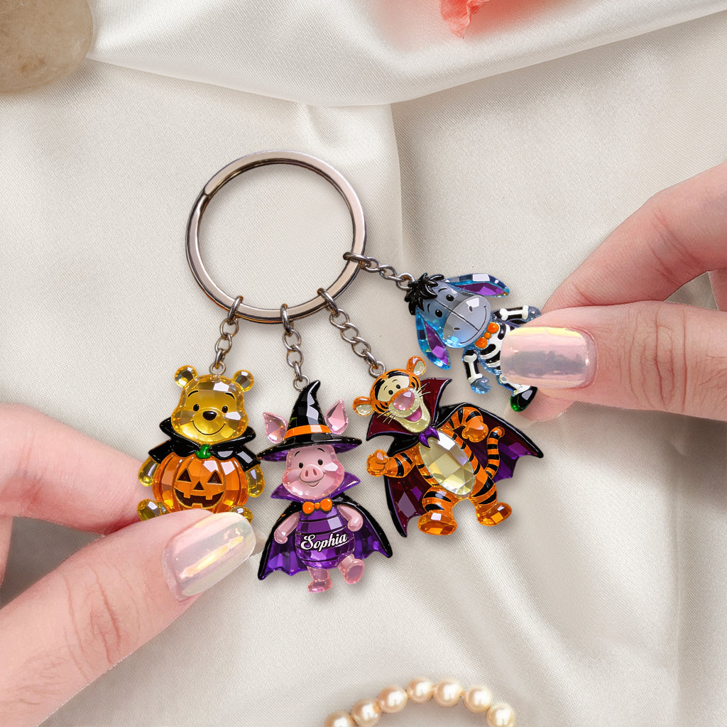Personalized Halloween Bear Keychain with Charms Gift Premium Keychain With Charms GradoCreations