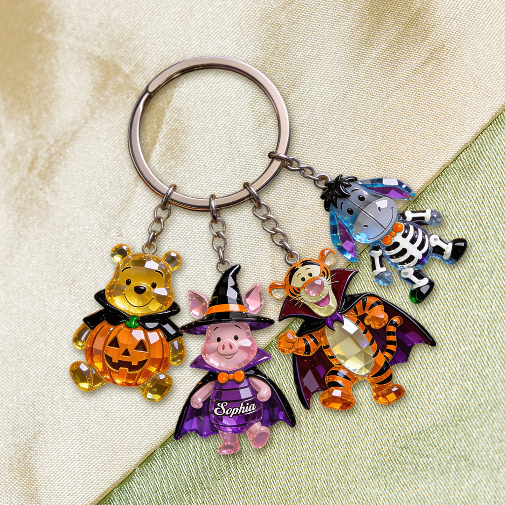 Personalized Halloween Bear Keychain with Charms Gift Premium Keychain With Charms GradoCreations