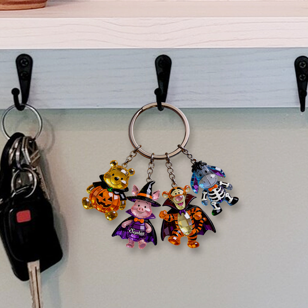 Personalized Halloween Bear Keychain with Charms Gift Premium Keychain With Charms GradoCreations