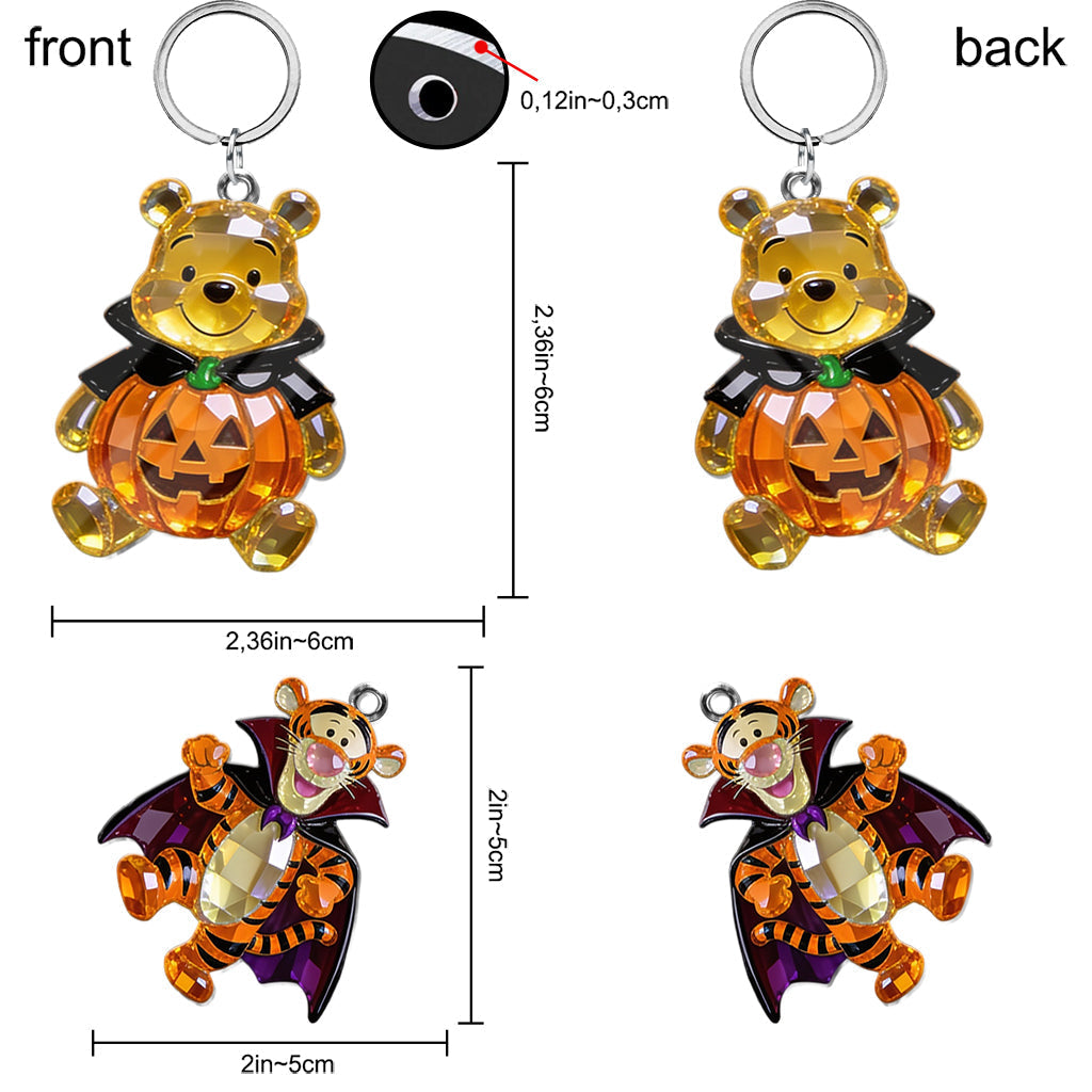 Personalized Halloween Bear Keychain with Charms Gift Premium Keychain With Charms GradoCreations