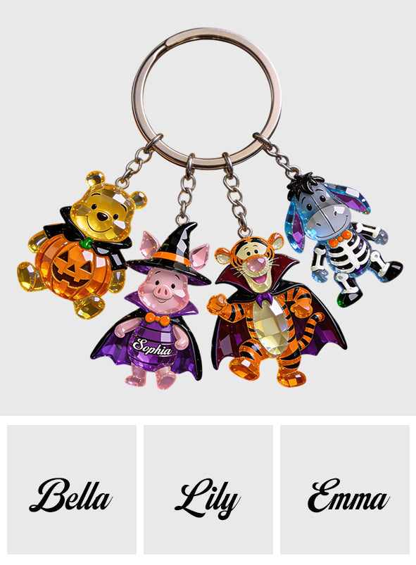 Personalized Halloween Bear Keychain with Charms Gift Premium Keychain With Charms GradoCreations