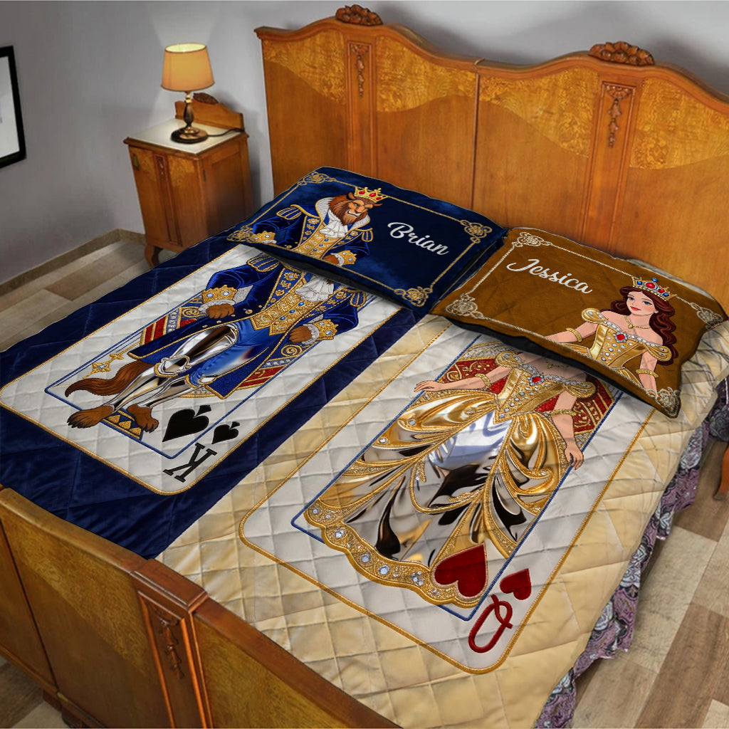 Personalized Beauty and the Beast Quilt Set Custom Names Gift Quilt Set GradoCreations