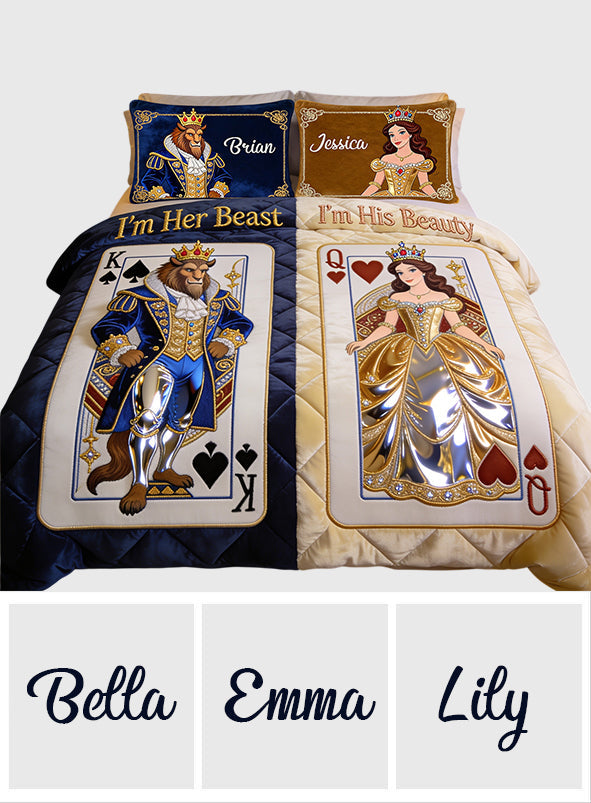 Personalized Beauty and the Beast Quilt Set Custom Names Gift Quilt Set GradoCreations