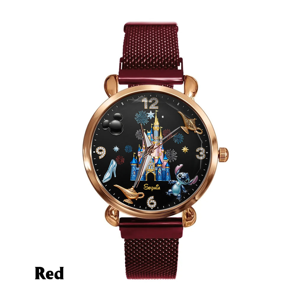 Personalized Disney Castle Women's Hand Watch with Custom Name Women Hand Watch GradoCreations