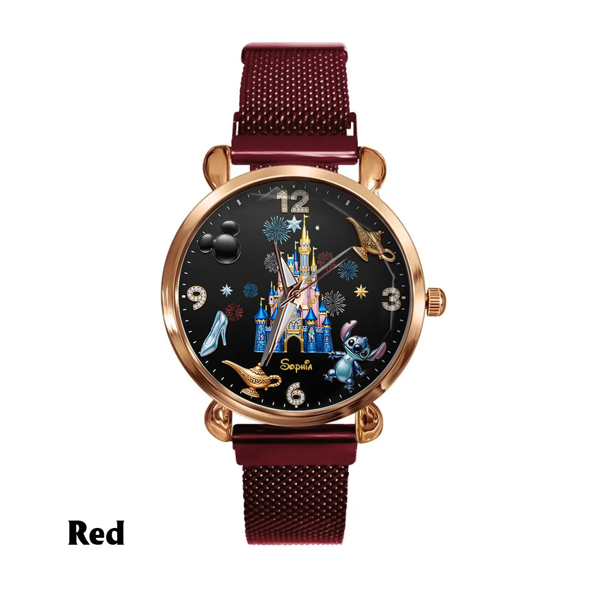 Personalized Disney Castle Women's Hand Watch with Custom Name Women Hand Watch GradoCreations