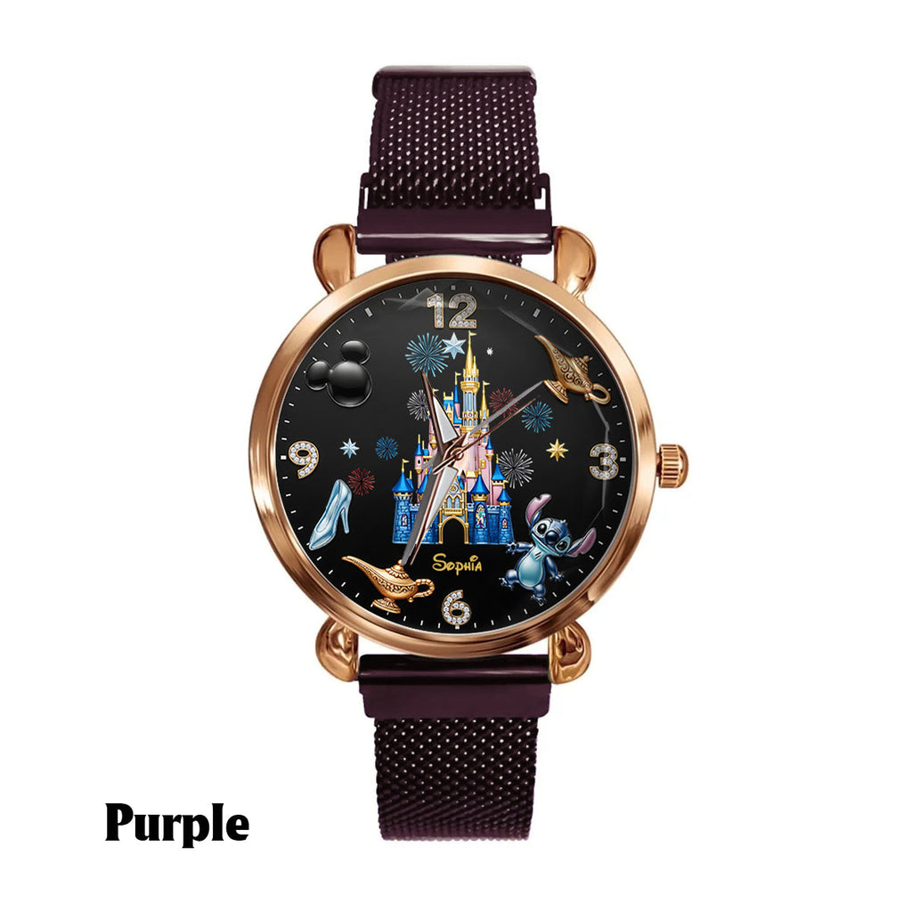 Personalized Disney Castle Women's Hand Watch with Custom Name Women Hand Watch GradoCreations