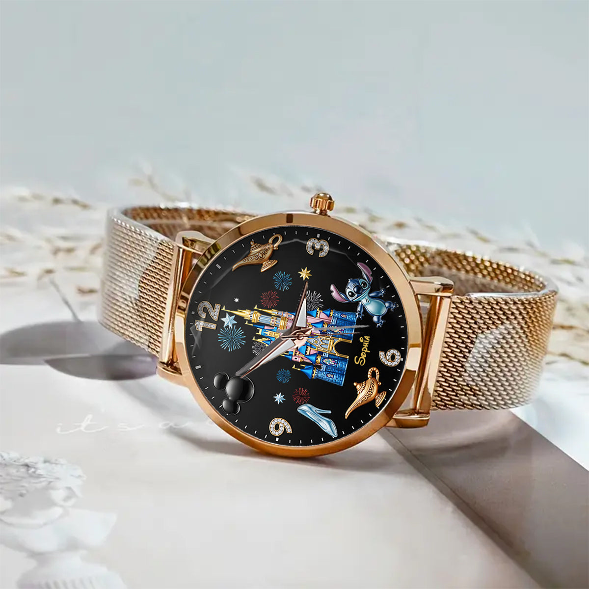 Personalized Disney Castle Women's Hand Watch with Custom Name Women Hand Watch GradoCreations