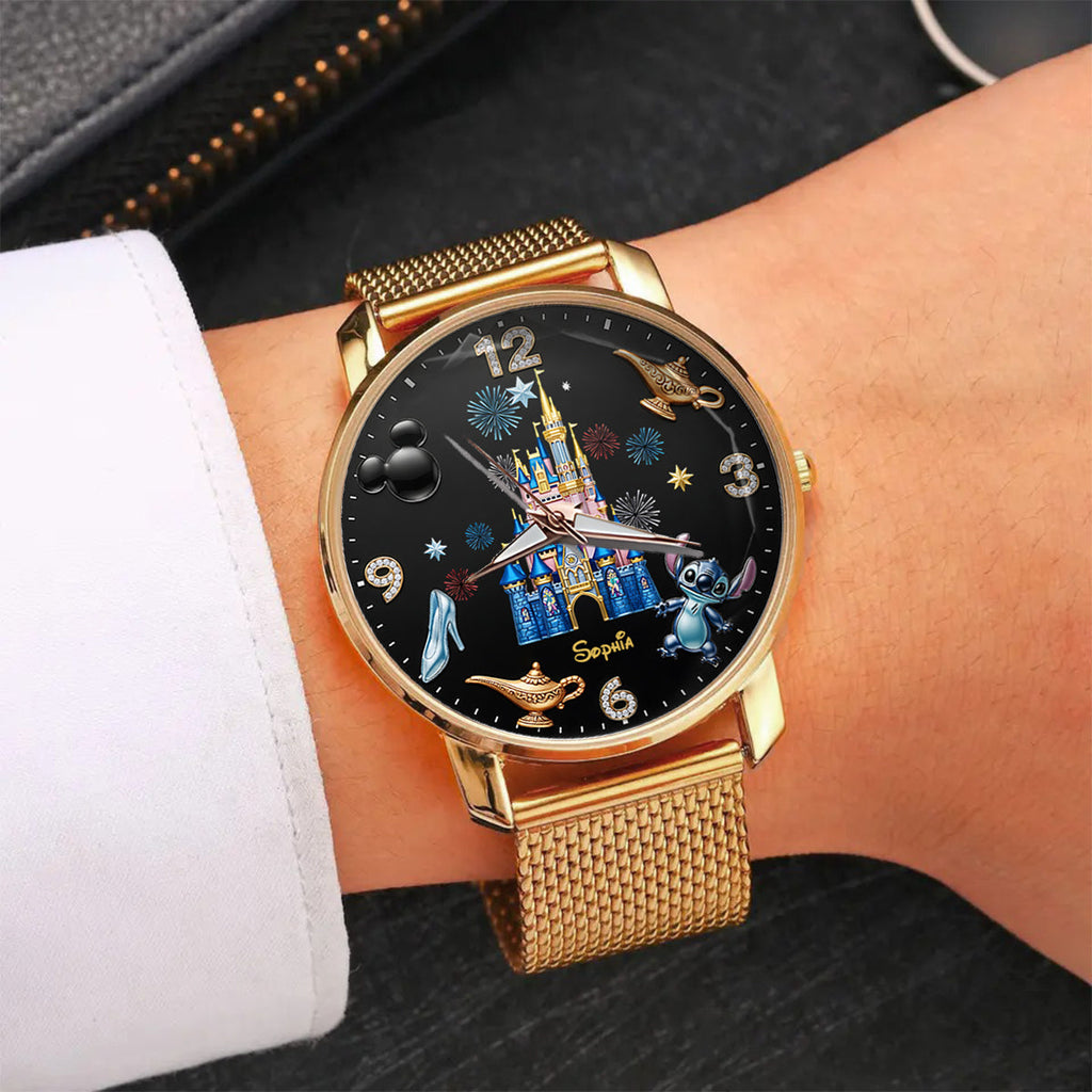 Personalized Disney Castle Women's Hand Watch with Custom Name Women Hand Watch GradoCreations