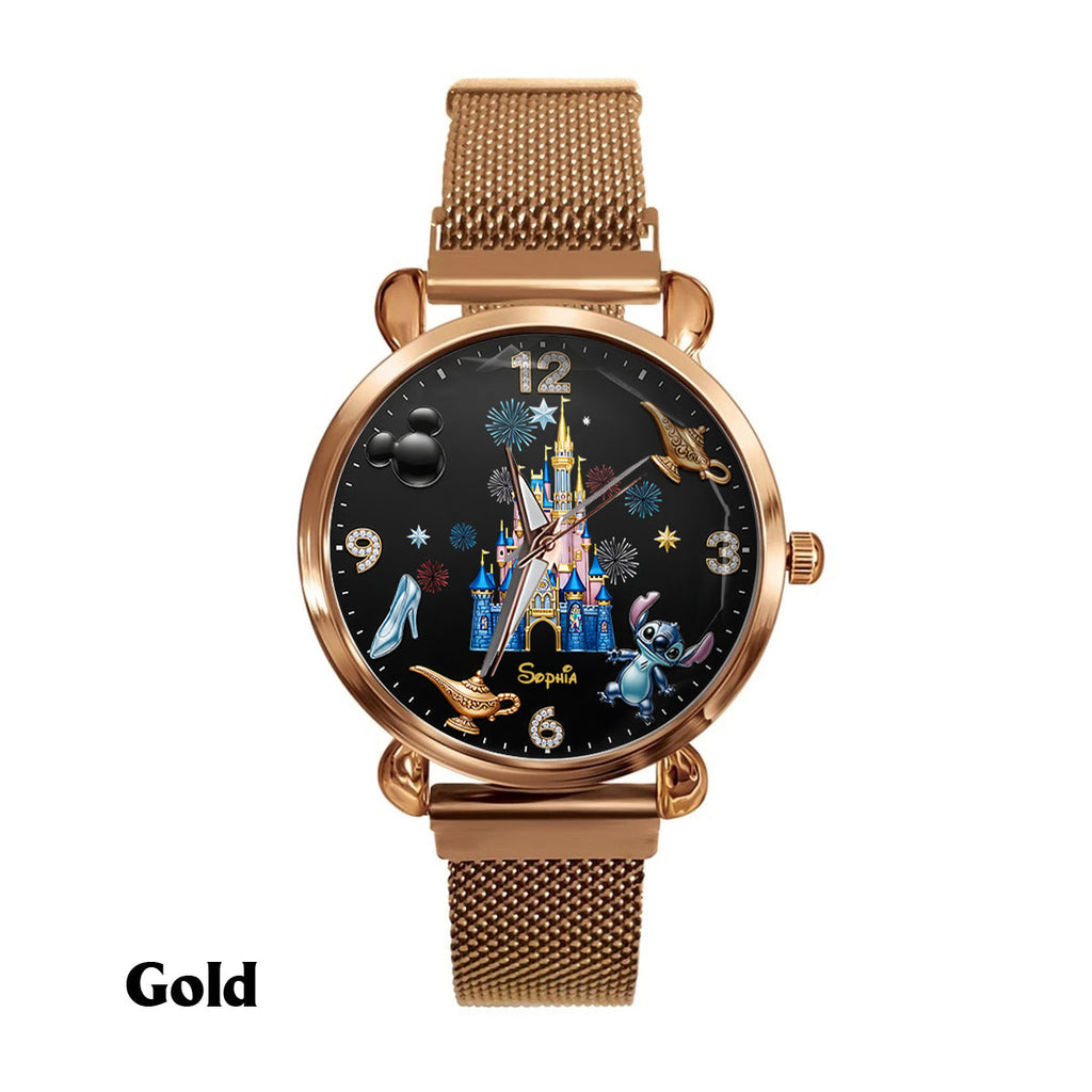 Personalized Disney Castle Women's Hand Watch with Custom Name Women Hand Watch GradoCreations