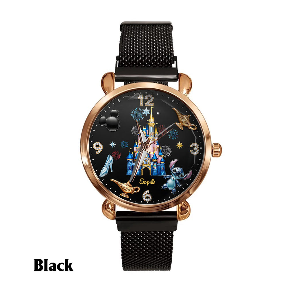 Personalized Disney Castle Women's Hand Watch with Custom Name Women Hand Watch GradoCreations