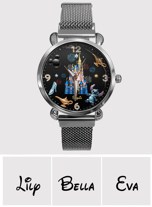 Personalized Disney Castle Women's Hand Watch with Custom Name Women Hand Watch GradoCreations