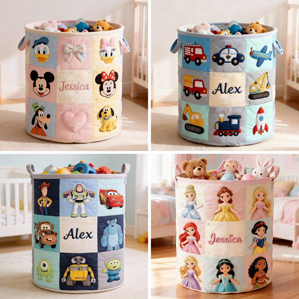 Personalized Kids Storage Basket Custom Name 3D Design Laundry Organizer Laundry Basket GradoCreations