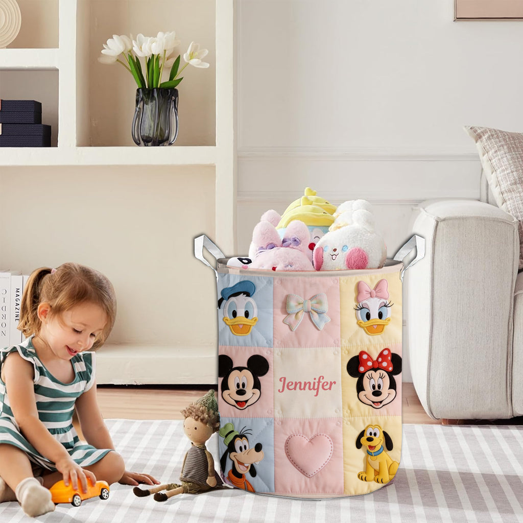 Personalized Kids Storage Basket Custom Name 3D Design Laundry Organizer Laundry Basket GradoCreations